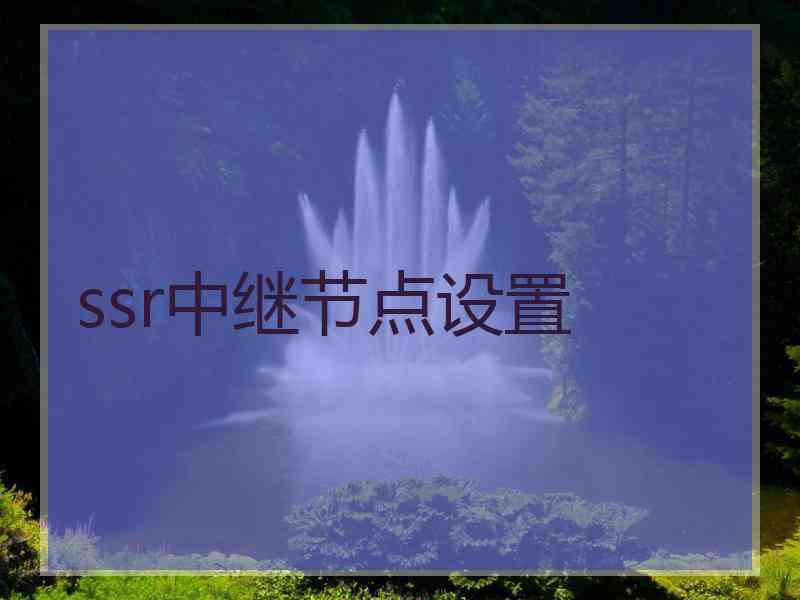 ssr中继节点设置