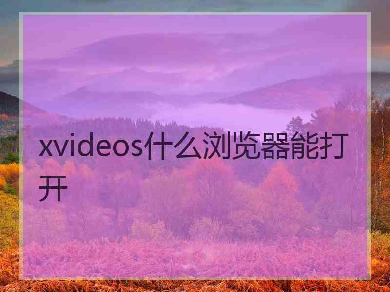 xvideos什么浏览器能打开