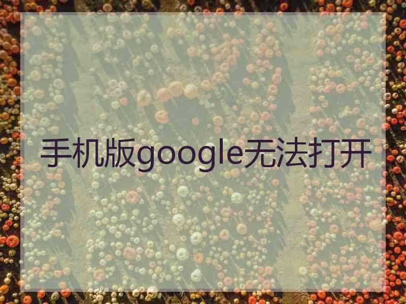 手机版google无法打开